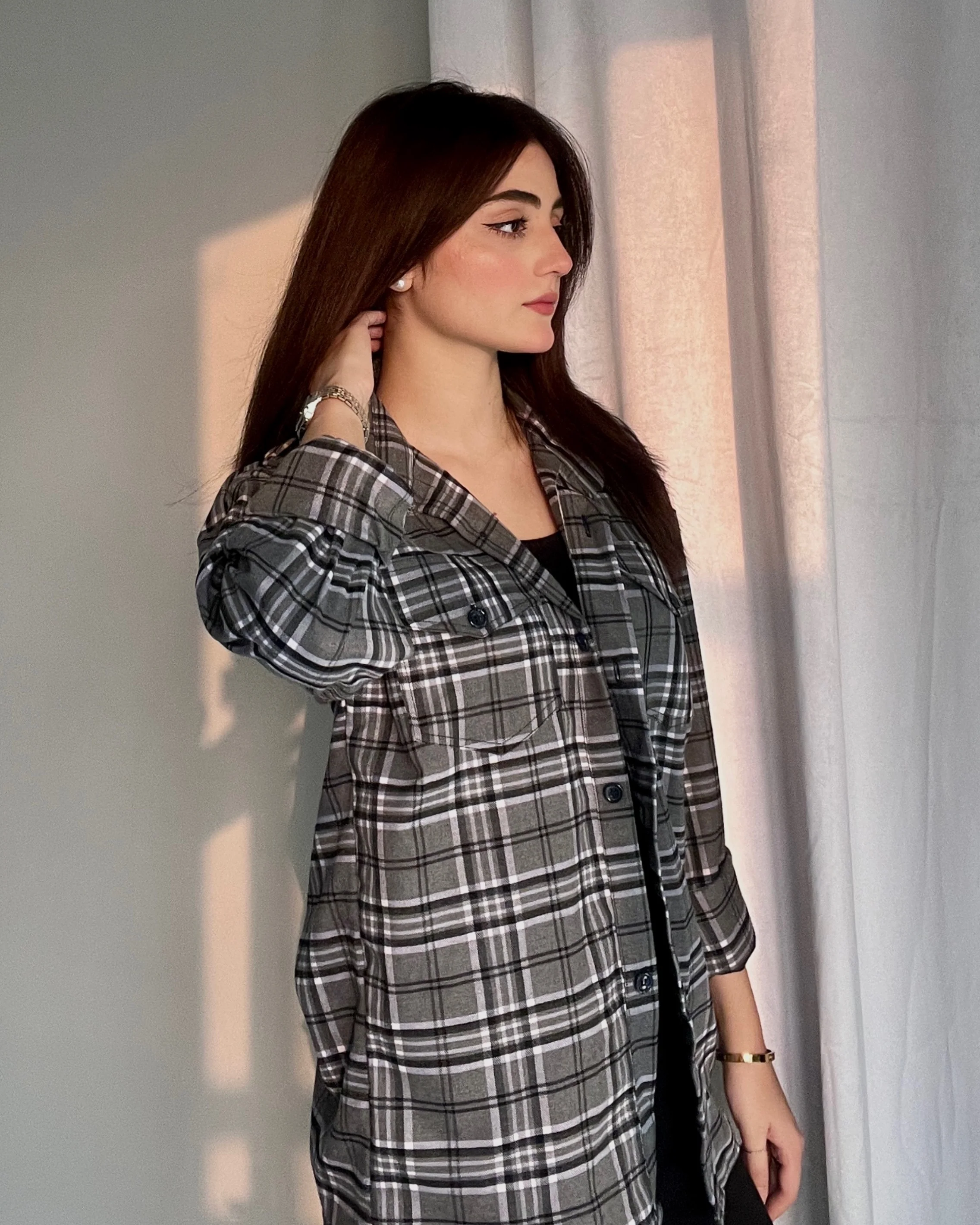 Shepherd Plaid Flannel Oversized Shacket - Image 3