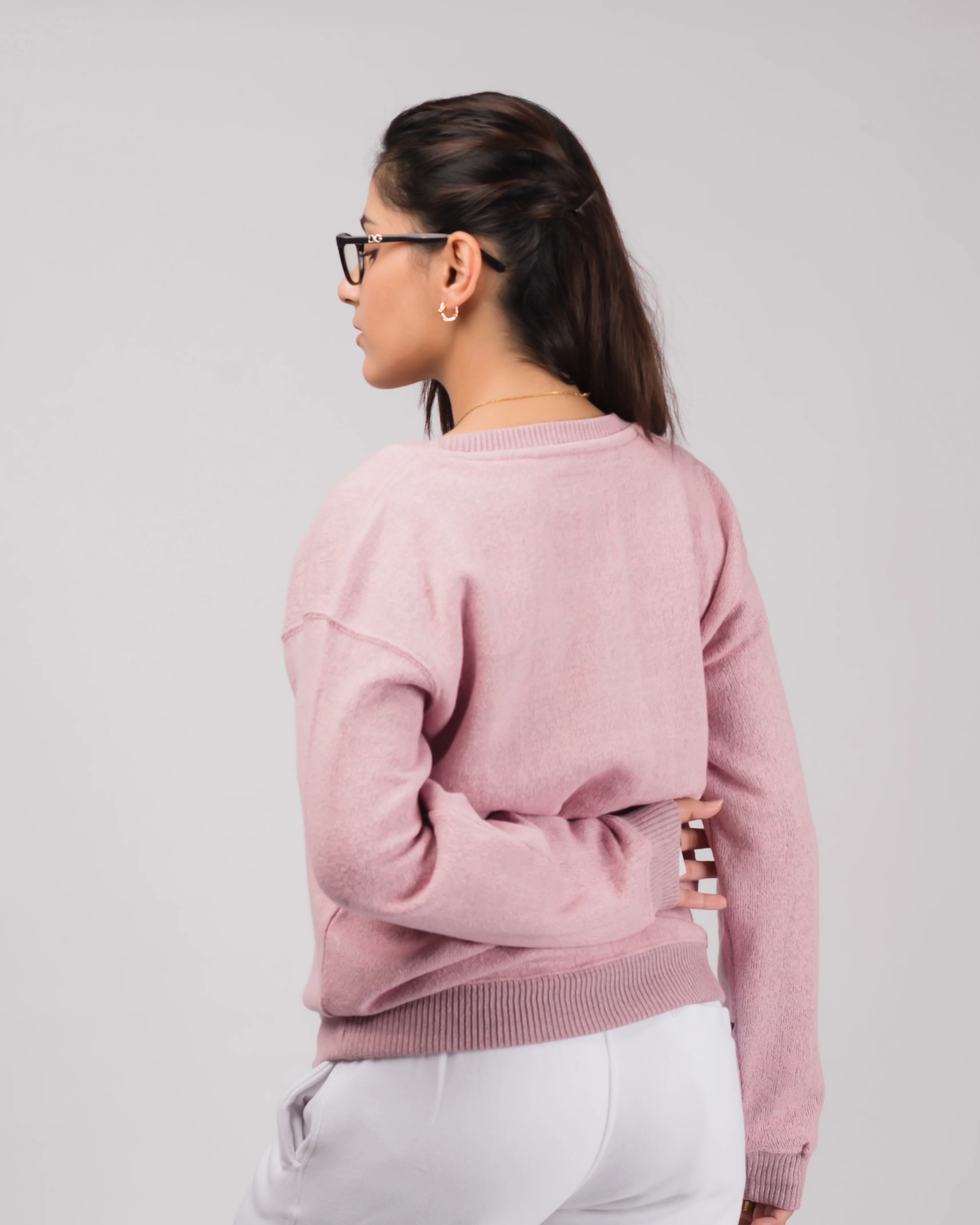 Six Flag Embroidered Irish Knitted Sweater Pink - Image 3