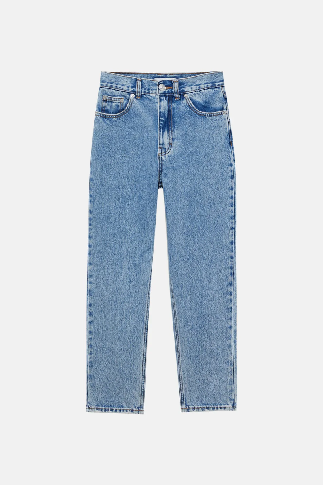 Sky blue Basic Mom Fit Mid Waist Jeans - Image 3