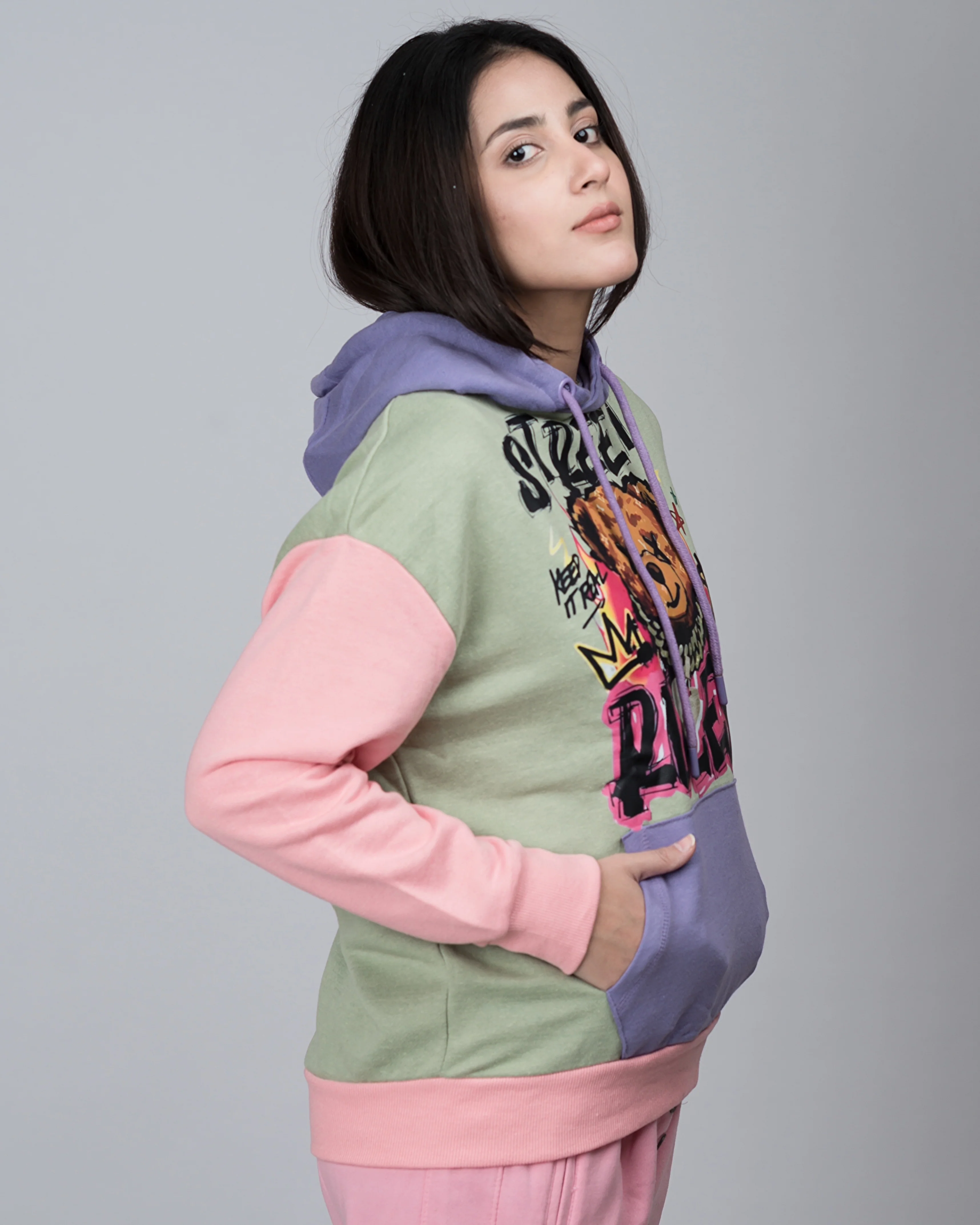 Street Rules Contrast Colour Block Oversized Hood - Image 2