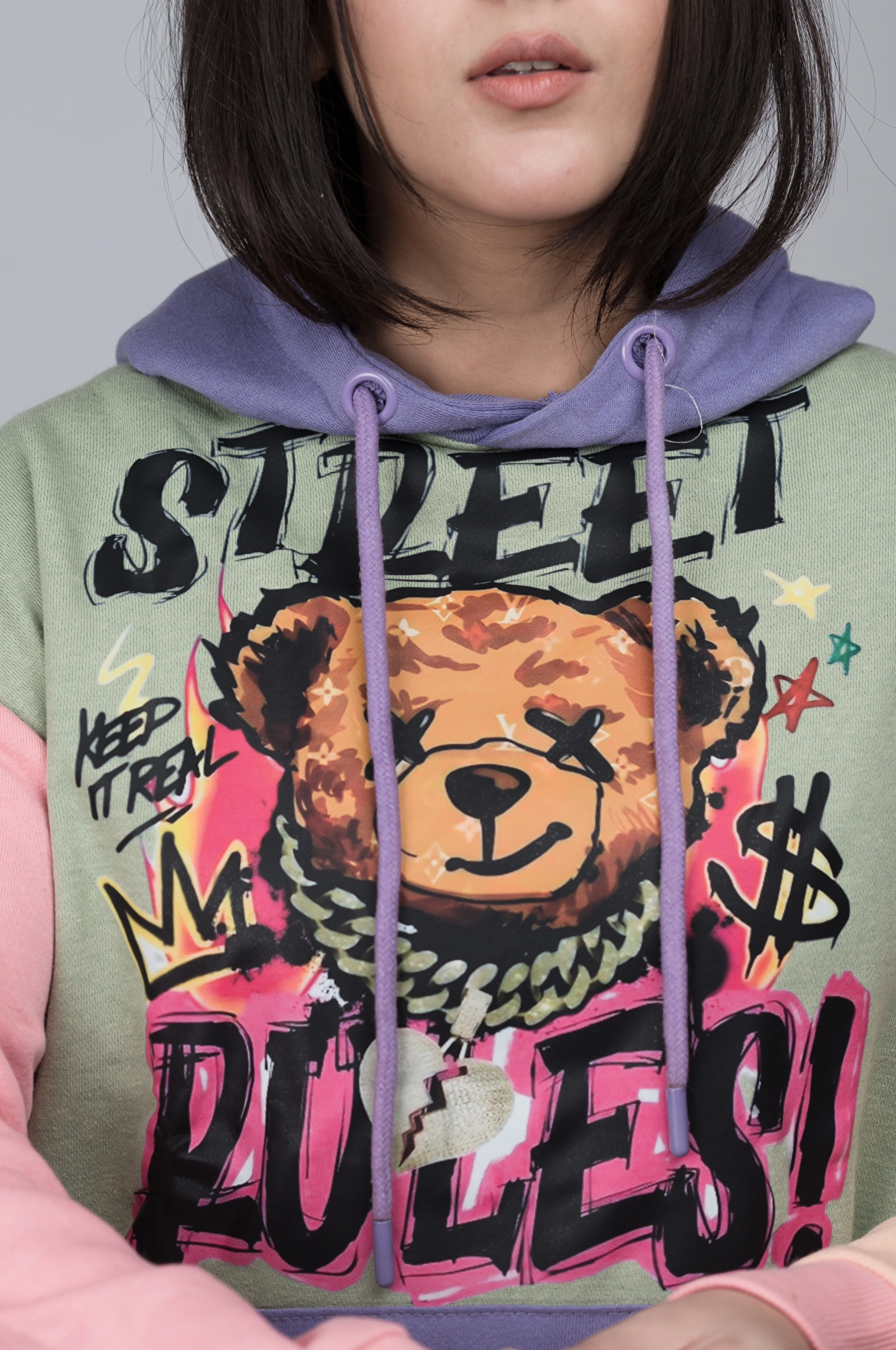 Street Rules Contrast Colour Block Oversized Hood - Image 3
