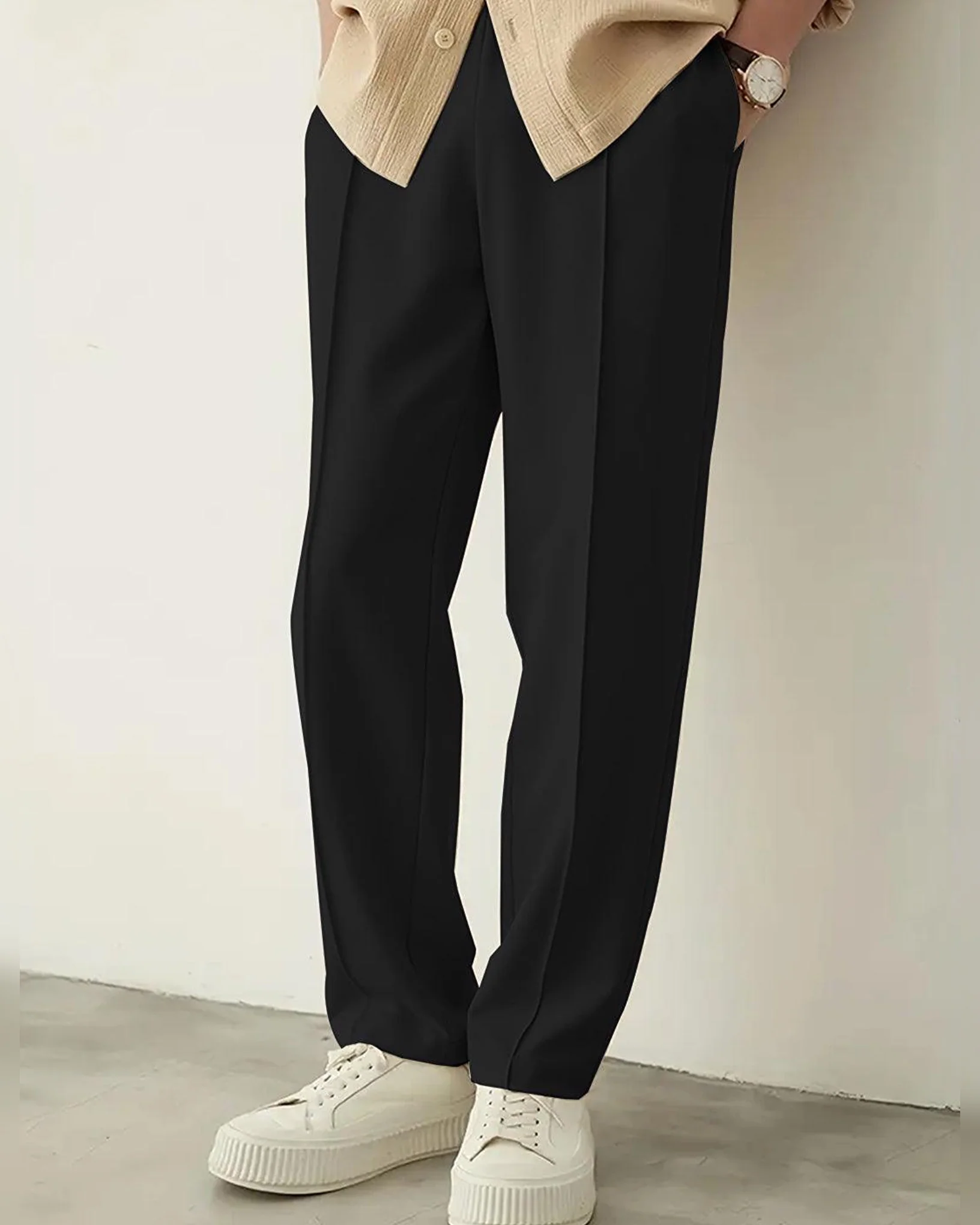 Mid Stripe Loose Bottom Trouser Black - Image 2