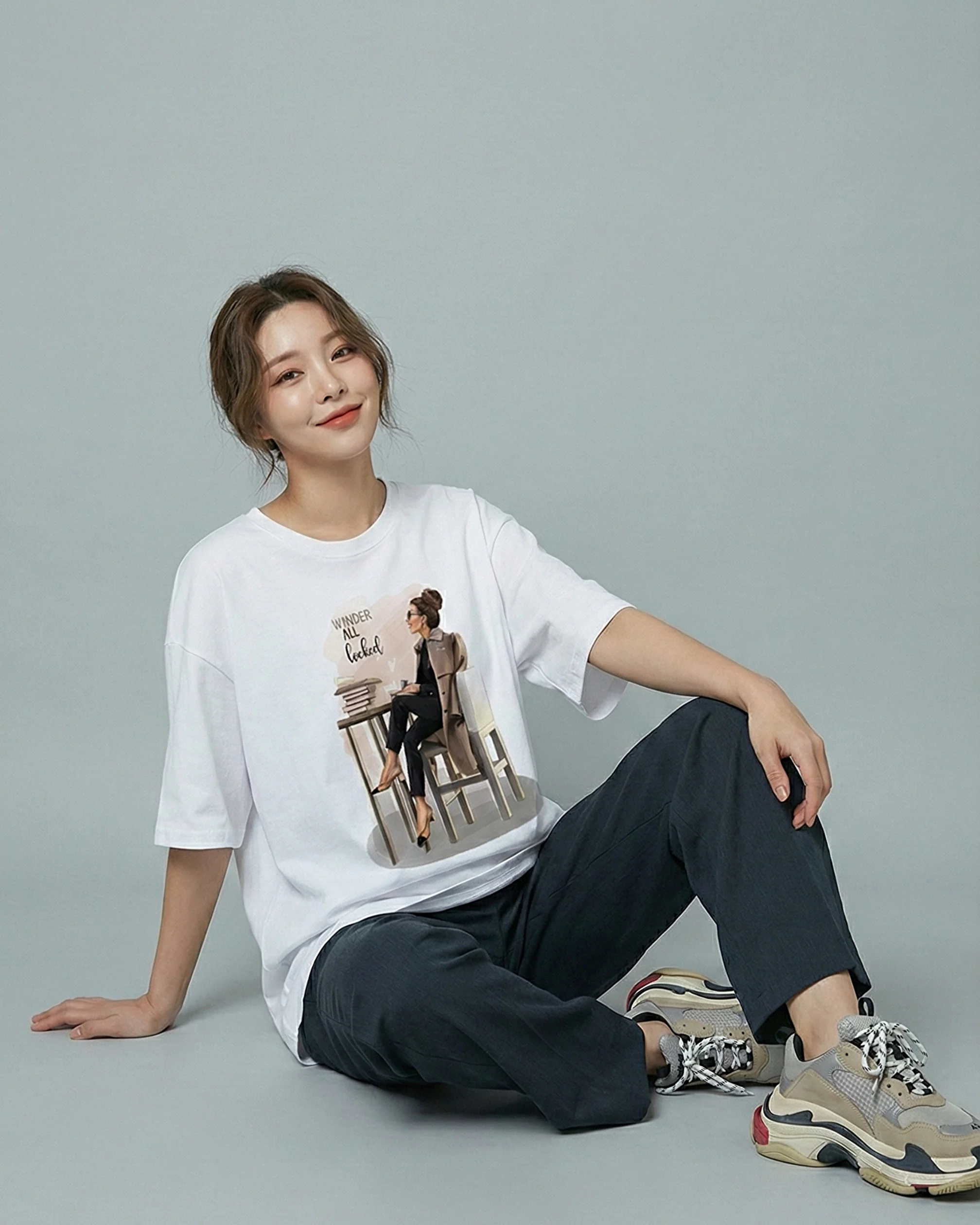Weekend Booked Girl Graphic Drop Shoulder Oversized Tee - Image 2